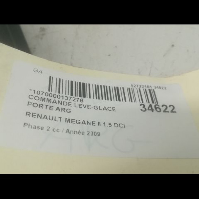 Commande leve-glace porte arrière gauche occasion RENAULT MEGANE II Phase 2 01-2006->06-2009 1.5 DCI 105ch 3