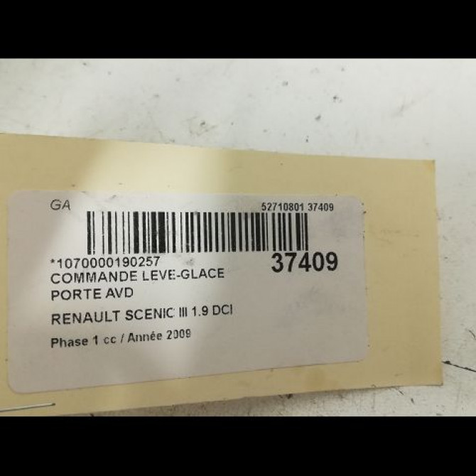 Commande lève-glace porte avant droite occasion RENAULT SCENIC III Phase 1 04-2009->11-2011 1.9 DCI 130ch 3