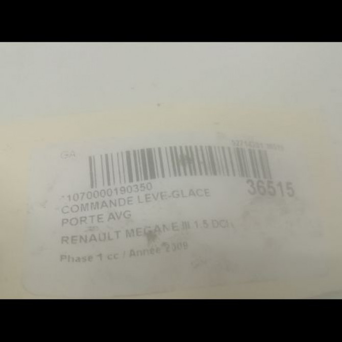 Commande lève-glace porte avant gauche occasion RENAULT MEGANE III Phase 1 11-2008->01-2012 1.5 DCI 85ch 3
