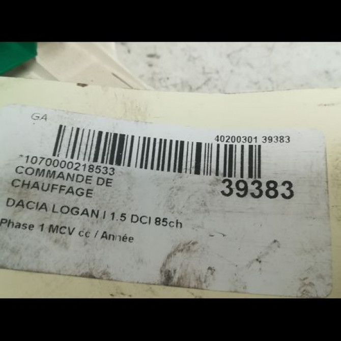 Commande de chauffage occasion DACIA LOGAN I Phase 1 MCV 01-2007->10-2008 1.5 DCI 85ch 6001547668 3