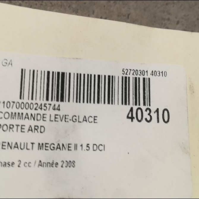 Commande leve-glace porte arrière droite occasion RENAULT MEGANE II Phase 2 01-2006->06-2009 1.5 DCI 105ch 2