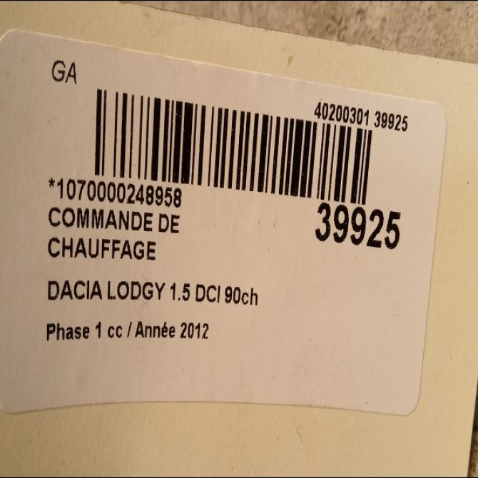 Commande de chauffage occasion DACIA LODGY Phase 1 01-2012->... 1.5 DCI 90ch 275102784R 3