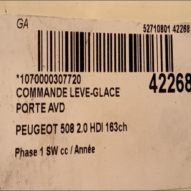 Commande lève-glace porte avant droite occasion PEUGEOT 508 Phase 1 04-1995->04-1999 2.0 HDI 163ch 98026388ZD 3