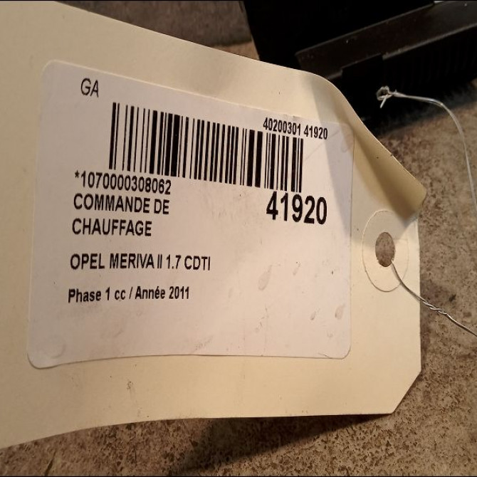 Commande de chauffage occasion OPEL MERIVA II Phase 1 09-2010->03-2014 1.7 CDTI 110ch 13346091 3
