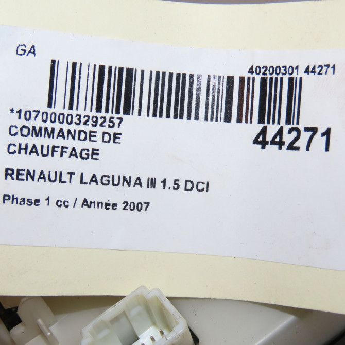 Commande de chauffage occasion RENAULT LAGUNA III Phase 1 10-2007->10-2010 1.5 DCI 3