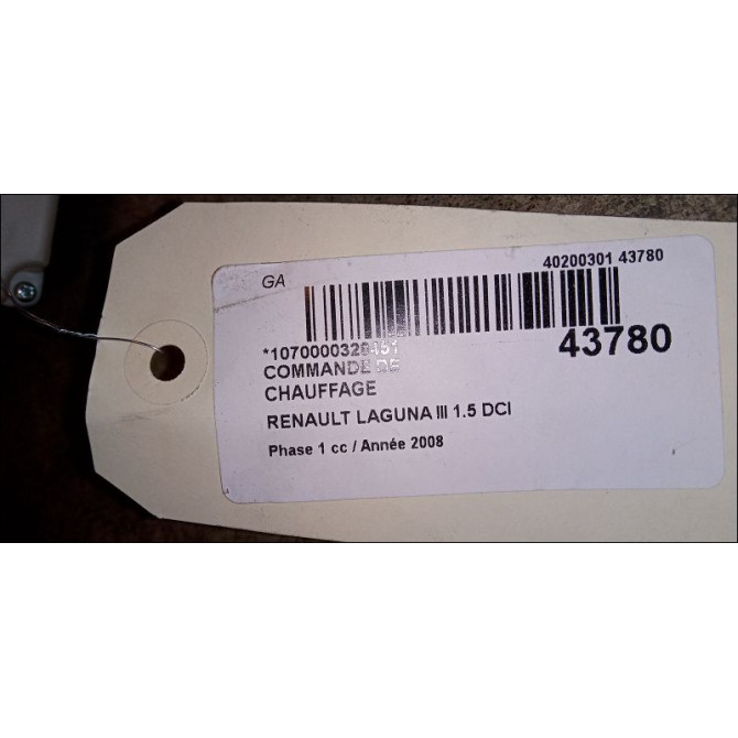 Commande de chauffage occasion RENAULT LAGUNA III Phase 1 10-2007->10-2010 1.5 DCI 3