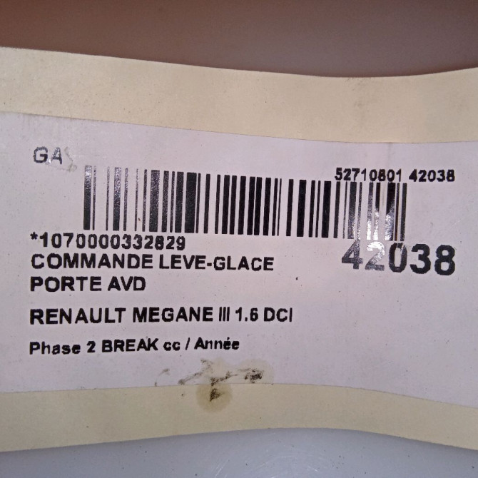 Commande lève-glace porte avant droite occasion RENAULT MEGANE III Phase 2 BREAK 01-2012->06-2014 1.6 DCI 130ch 4