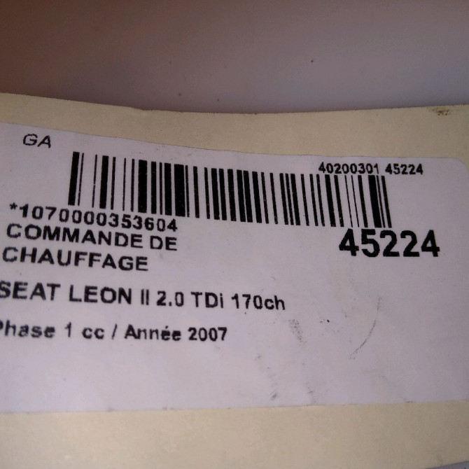 Commande de chauffage occasion SEAT LEON II Phase 1 09-2005->05-2009 2.0 TDi 170ch 4