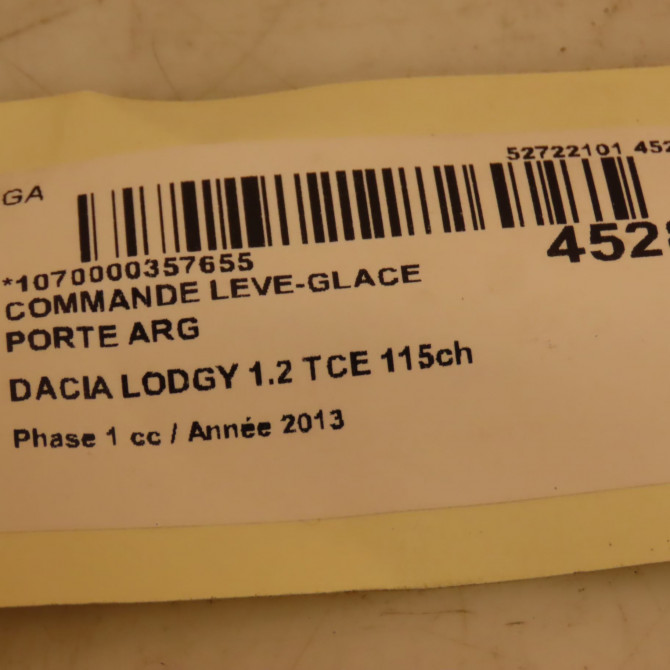 Commande leve-glace porte arrière gauche occasion DACIA LODGY Phase 1 01-2012->... 1.2 TCE 115ch 254217475R 3