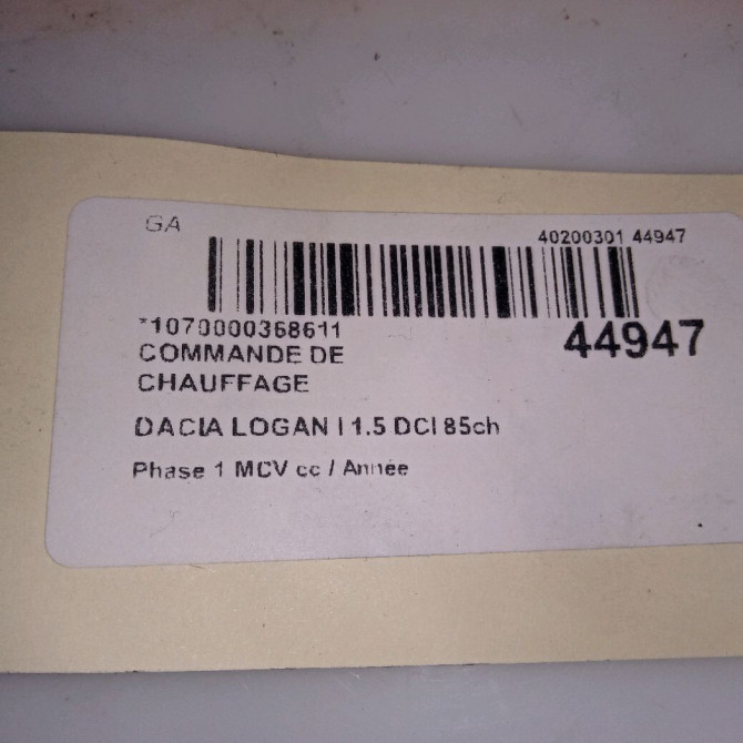Commande de chauffage occasion DACIA LOGAN I Phase 1 MCV 01-2007->10-2008 1.5 DCI 85ch 6001547668 4