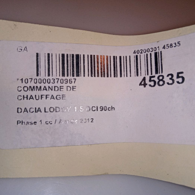 Commande de chauffage occasion DACIA LODGY Phase 1 01-2012->... 1.5 DCI 90ch 275102784R 4