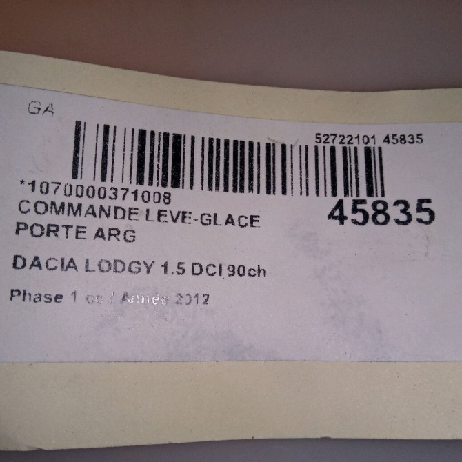 Commande leve-glace porte arrière gauche occasion DACIA LODGY Phase 1 01-2012->... 1.5 DCI 90ch 254217475R 4