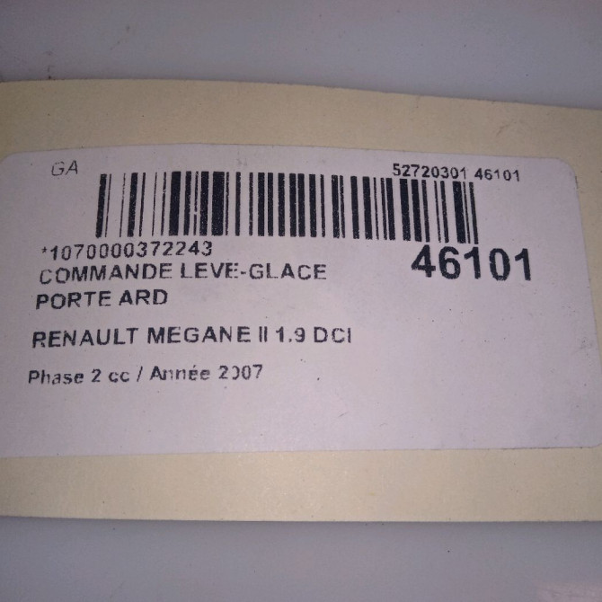 Commande leve-glace porte arrière droite occasion RENAULT MEGANE II Phase 2 01-2006->06-2009 1.9 DCI 130ch 4