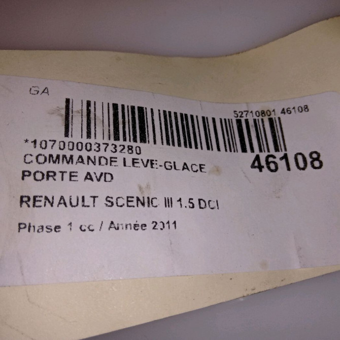 Commande lève-glace porte avant droite occasion RENAULT SCENIC III Phase 1 04-2009->11-2011 1.5 DCI 110ch 5