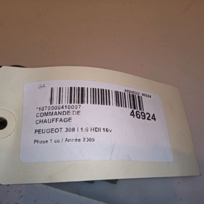 Commande de chauffage occasion PEUGEOT 308 I Phase 1 09-2007->03-2011 1.6 HDI 16v 110ch 6452J4 4