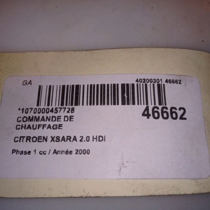 Commande de chauffage occasion CITROEN XSARA Phase 1 02-1998->09-2000 2.0 HDi 90ch 6451CN 5