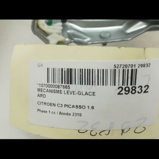 Mecanisme leve-glace arrière droit occasion CITROEN C3 PICASSO Phase 1 02-2009->08-2012 1.6 HDi 16v 90ch 9224F5 4