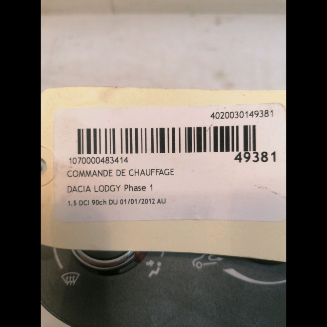 Commande de chauffage occasion DACIA LODGY Phase 1 01-2012->... 1.5 DCI 90ch 275102784R 4