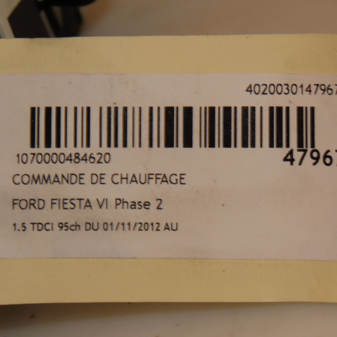 Commande de chauffage occasion FORD FIESTA VI Phase 2 11-2012->... 1.5 TDCI 95ch 1935901 4