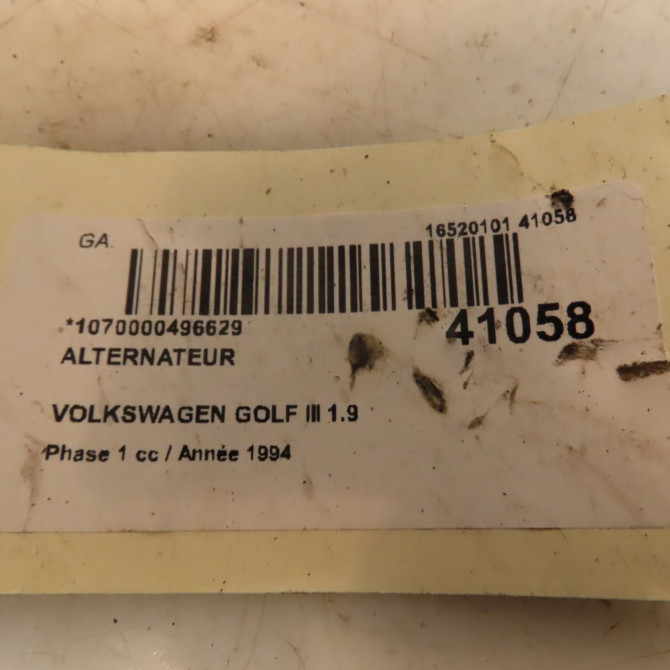 Alternateur occasion VOLKSWAGEN GOLF III Phase 1 01-1992->12-1997 1.9 TDI 90ch 30903023FX 6