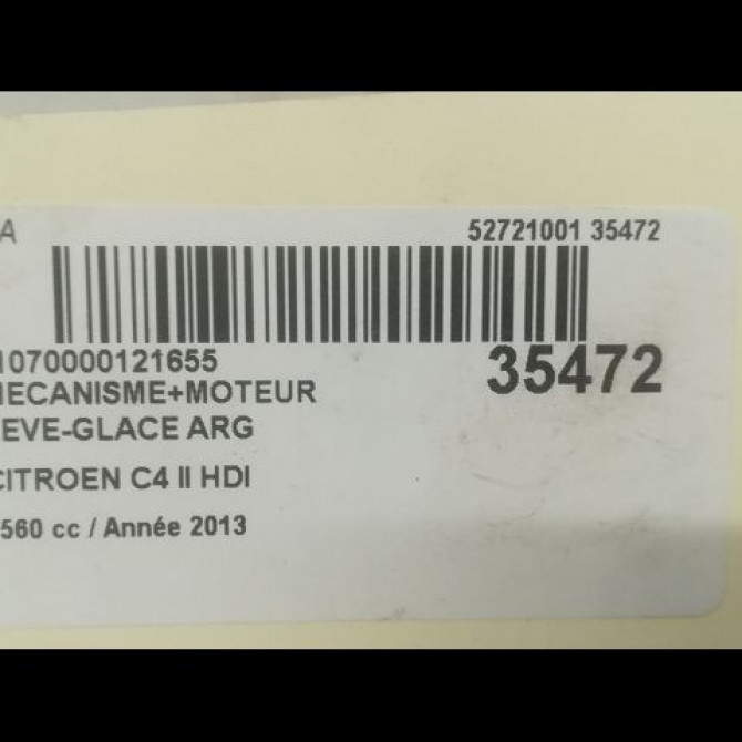 Mecanisme+moteur leve-glace arg occasion CITROEN C4 II Phase 1 10-2010->01-2015 1.6 HDI 90ch 9820885280 4
