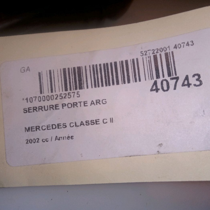 Serrure porte arg occasion MERCEDES CLASSE C II Phase 1 05-2000->03-2004 2037300135 4