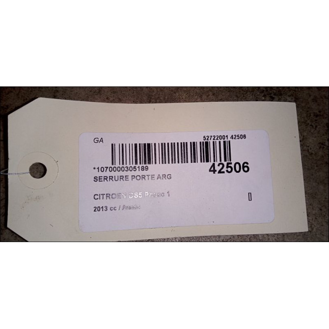Serrure porte arg occasion CITROEN DS5 Phase 1 06-2011->... 9804271480 4
