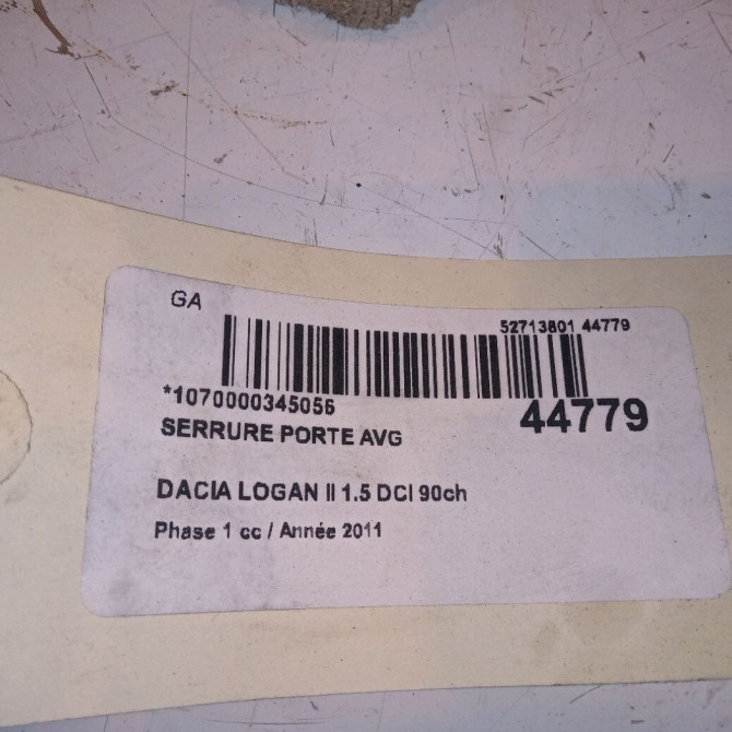 Serrure porte avg occasion DACIA LOGAN I Phase 2 MVC 10-2008->01-2013 8200928453 4