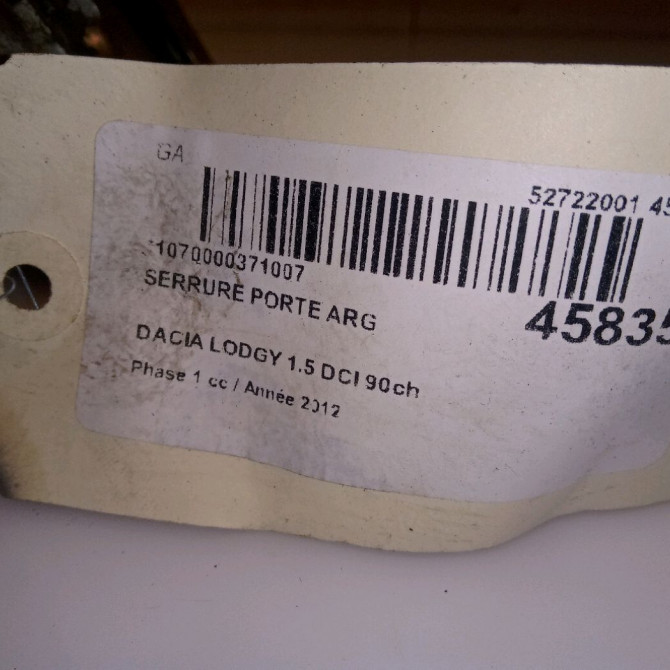Serrure porte arg occasion DACIA LODGY Phase 1 01-2012->... 1.5 DCI 90ch 825032860R 5