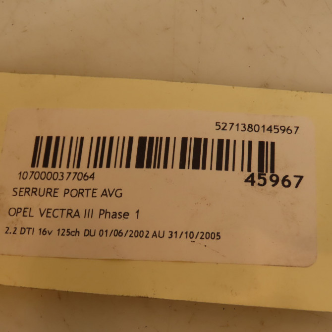Serrure porte avg occasion OPEL VECTRA III Phase 1 06-2002->10-2005 2.2 DTI 16v 125ch 13210767 4