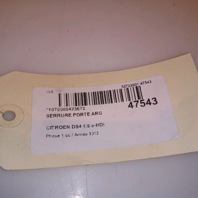 Serrure porte arg occasion CITROEN DS4 Phase 1 01-2011->03-2016 1.6 e-HDi 110ch 9137X0 4
