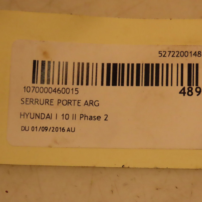 Serrure porte arg occasion HYUNDAI I 10 II Phase 2 09-2016->... 81410K7000 4