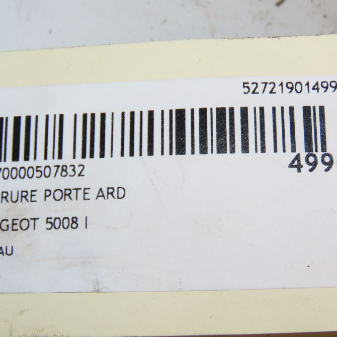 Serrure porte ard occasion PEUGEOT 5008 I phase 2 09-2013->... 2.0 HDI 150ch 9800624180 5