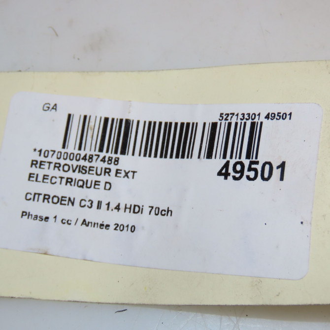 Retroviseur exterieur electrique droit occasion CITROEN C3 II Phase 1 11-2009->02-2013 1.4 HDi 70ch 8152J5 4