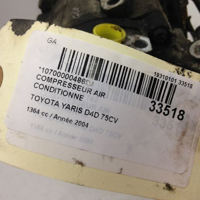 Compresseur air conditionne occasion TOYOTA YARIS I Phase 2 03-2003->12-2005 75 D-4D 883100D091 4
