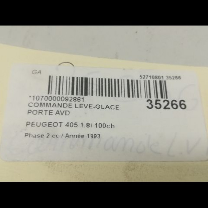 Commande lève-glace porte avant droite occasion PEUGEOT 405 Phase 2 07-1992->06-1996 1.8i 100ch 3