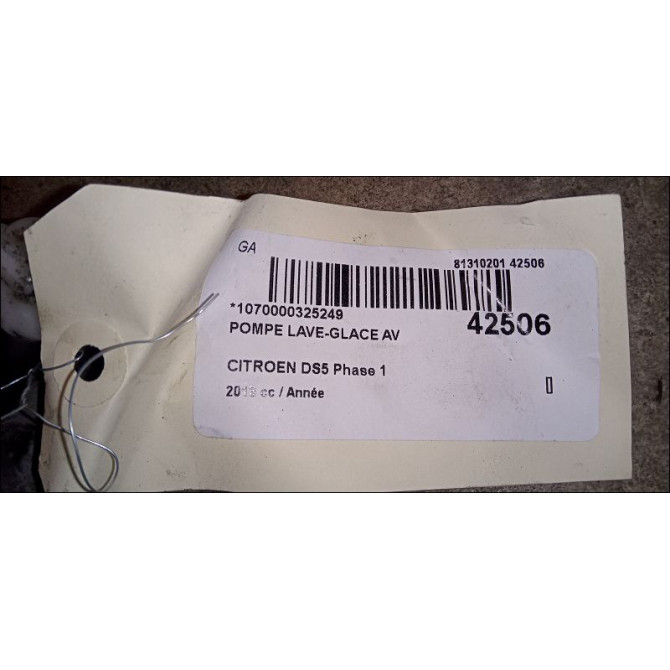 Pompe lave-glace avant occasion CITROEN DS5 Phase 1 06-2011->... 643492 2