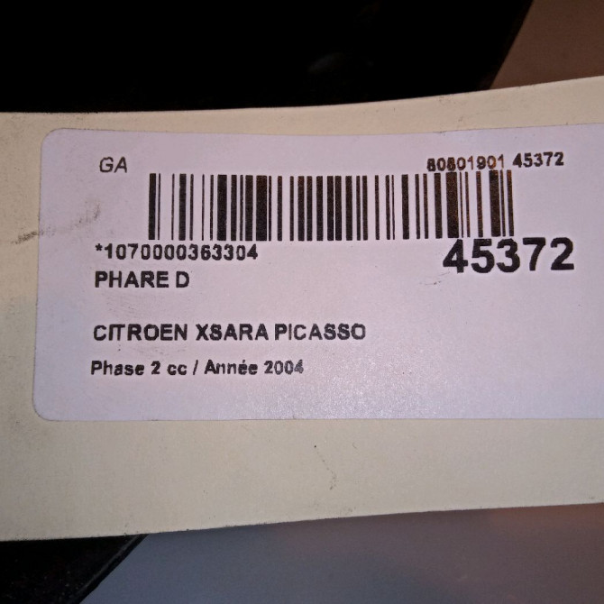 Phare droit occasion CITROEN XSARA PICASSO Phase 2 02-2004->12-2010 1.6 HDI 110ch 620637 4