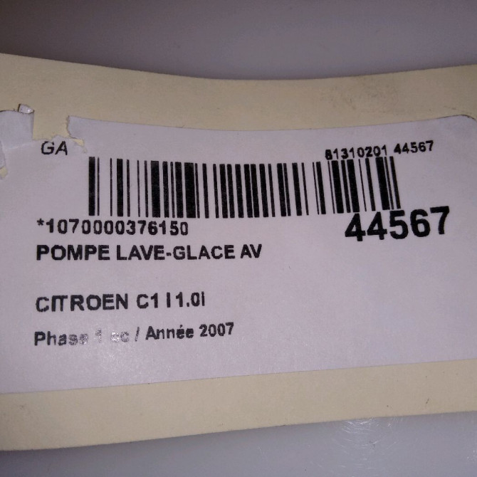 Pompe lave-glace avant occasion CITROEN C1 I Phase 1 06-2005->11-2008 1.0i 643476 3