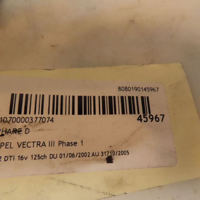 Phare droit occasion OPEL VECTRA III Phase 1 06-2002->10-2005 2.2 DTI 16v 125ch 93172958 5