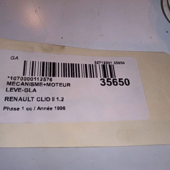 Mecanisme + moteur lève-glace avant droit occasion RENAULT CLIO II Phase 1 03-1998->06-2001 1.2 7700842246 4