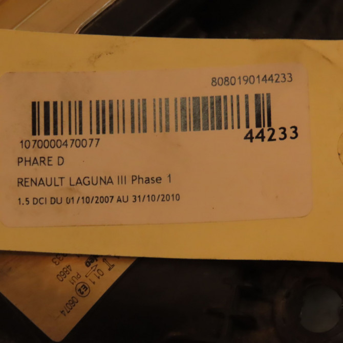 Phare droit occasion RENAULT LAGUNA III Phase 1 10-2007->10-2010 1.5 DCI 260100072R 4