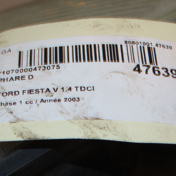 Phare droit occasion FORD FIESTA V Phase 1 09-2002->10-2005 1.4 TDCI 4