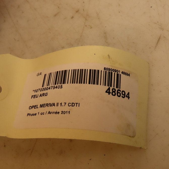 Feu arrière gauche occasion OPEL MERIVA II Phase 1 09-2010->03-2014 1.7 CDTI 110ch 13307493 4