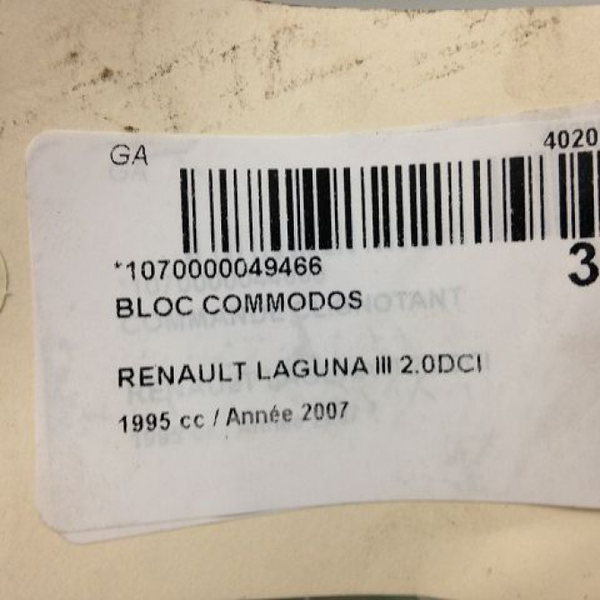 Bloc commodos occasion RENAULT LAGUNA III Phase 1 10-2007->10-2010 2.0 DCI 130ch 7