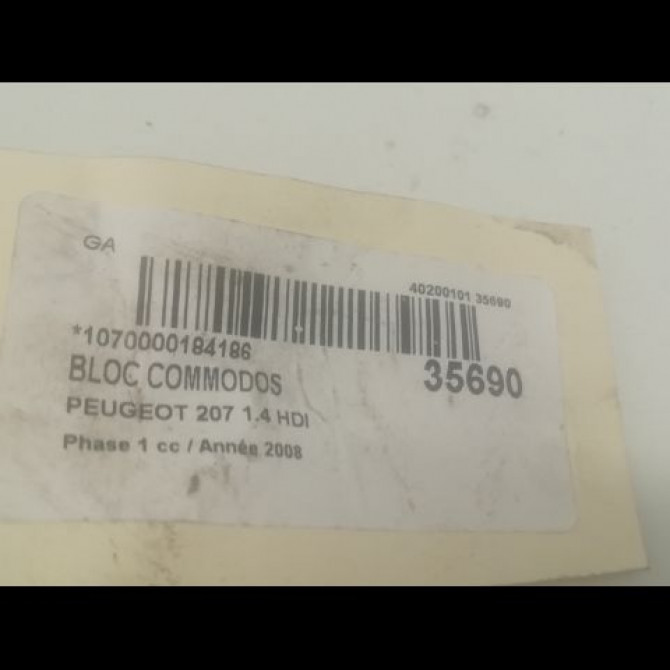 Bloc commodos occasion PEUGEOT 207 Phase 1 04-2006->06-2013 1.4 HDI 6242P3 5