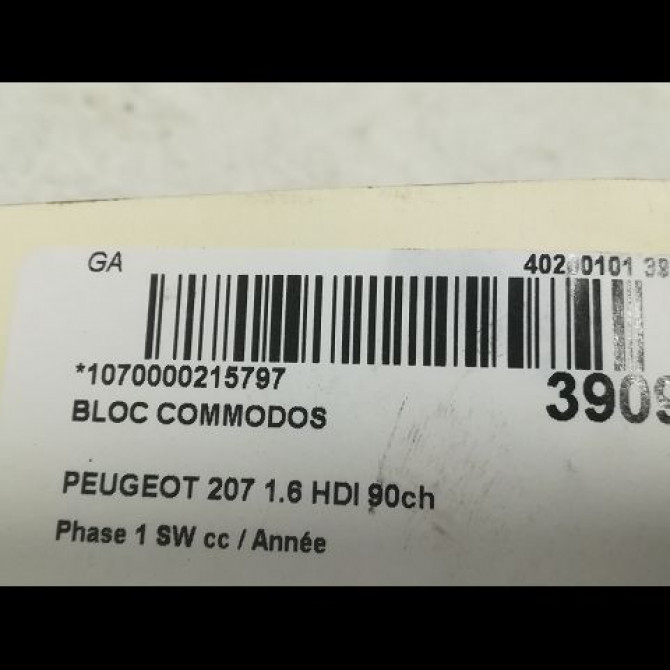 Bloc commodos occasion PEUGEOT 207 Phase 1 SW 07-2007->03-2013 1.6 HDI 90ch 6242P3 5