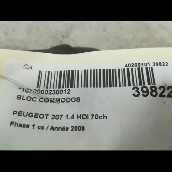 Bloc commodos occasion PEUGEOT 207 Phase 1 04-2006->06-2013 1.4 HDI 70ch 6242SJ 5