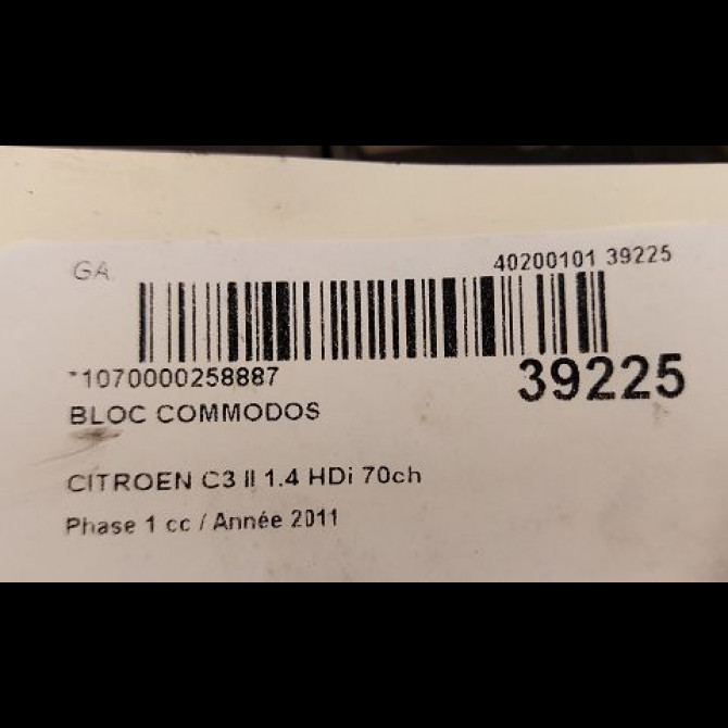 Bloc commodos occasion CITROEN C3 II Phase 1 11-2009->02-2013 1.4 HDi 70ch 96773879ZD 5