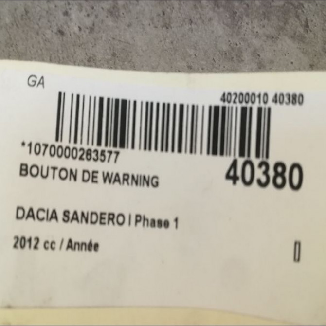 Bouton de warning occasion DACIA SANDERO I Phase 1 06-2008->10-2012 252905315R 2